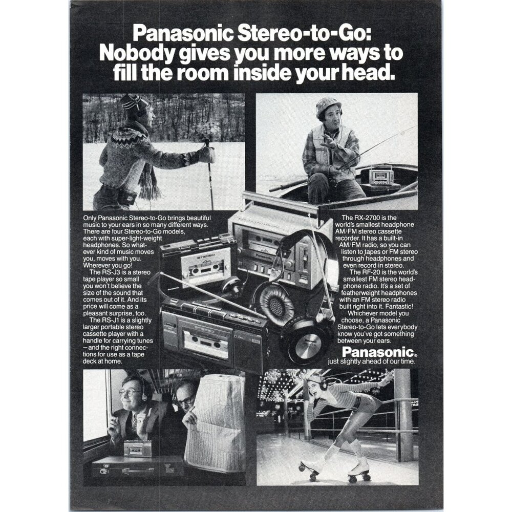 1981 Panasonic Stereo To Go Portable Audio Vintage Print Ad Fishing Wall Art